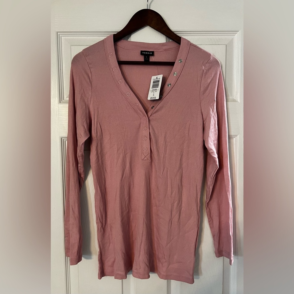 Torrid Blush Pink V-Neck Blouse